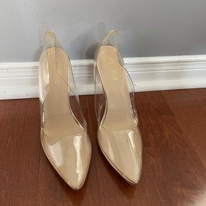 PUBLIC DESIRE CLEAR ROSEGOLD PUMPS